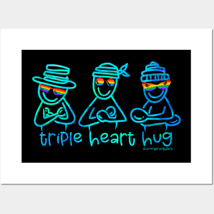 Triple Heart Hug Posters and Art